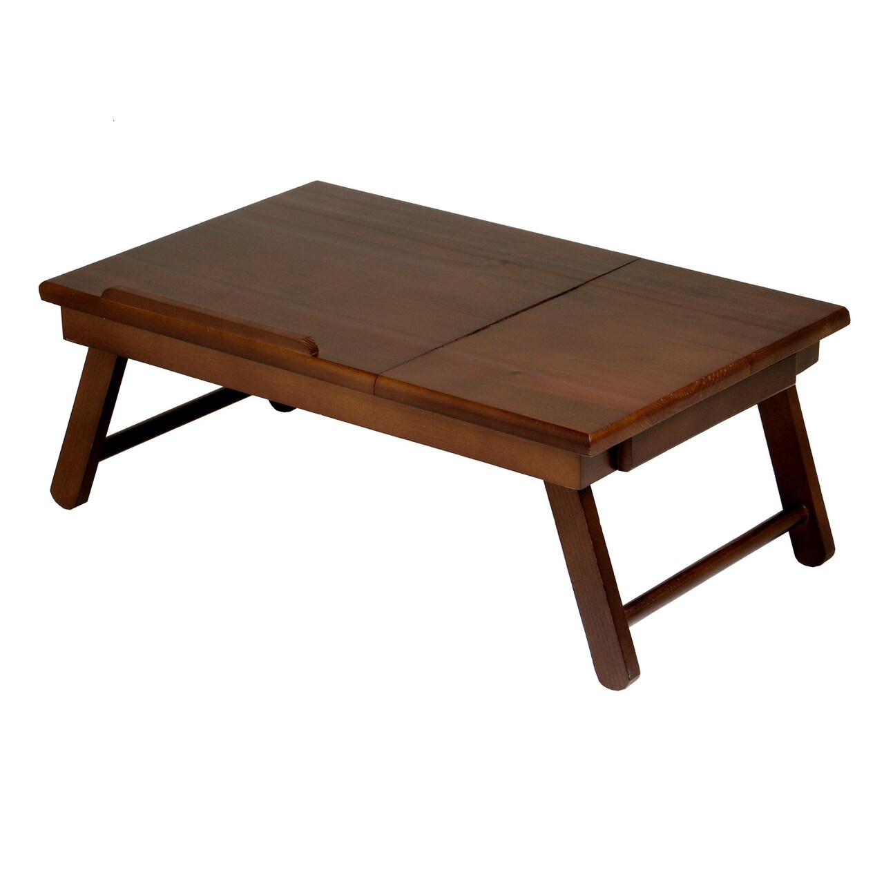 Contemporary Home Living 25.25" Alden Walnut Wood Flip Top Lap Desk with Drawer and Foldable Legs